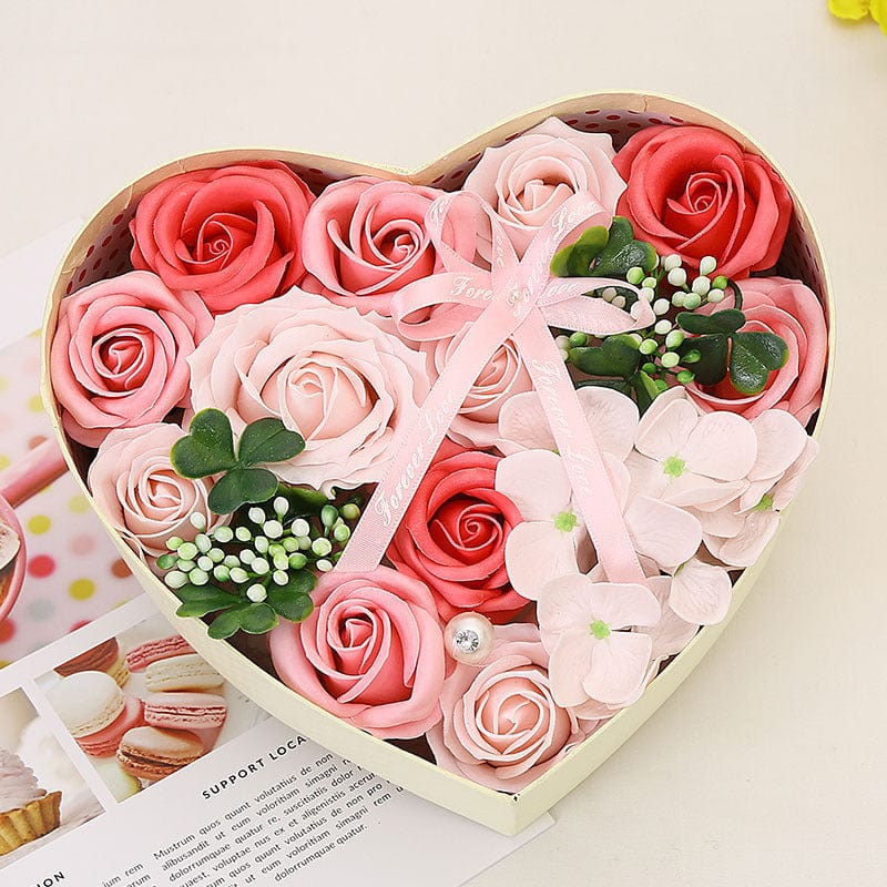 Heart-Shaped Flower Soap Gifts Box