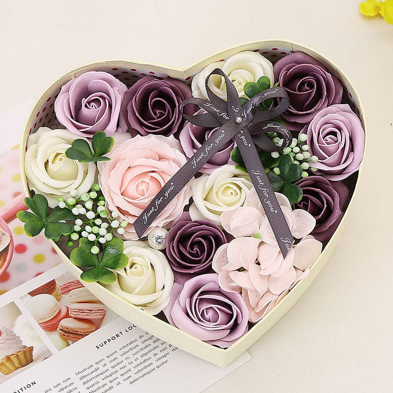 Heart-Shaped Flower Soap Gifts Box