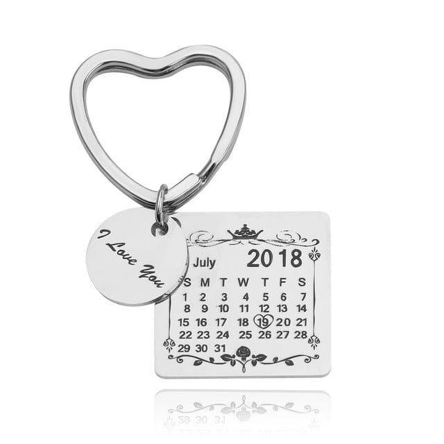 Heart Shaped Personalized Calendar Keychain