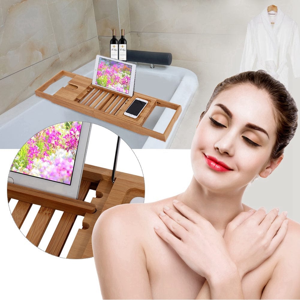 Extendable Bamboo Bathtub Rack