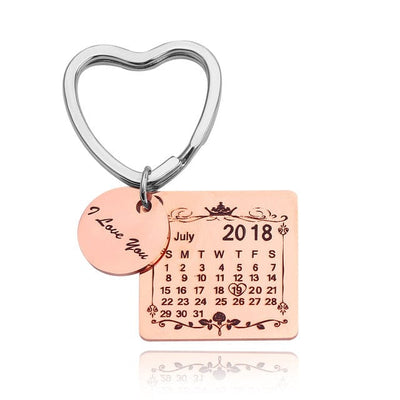 Heart Shaped Personalized Calendar Keychain