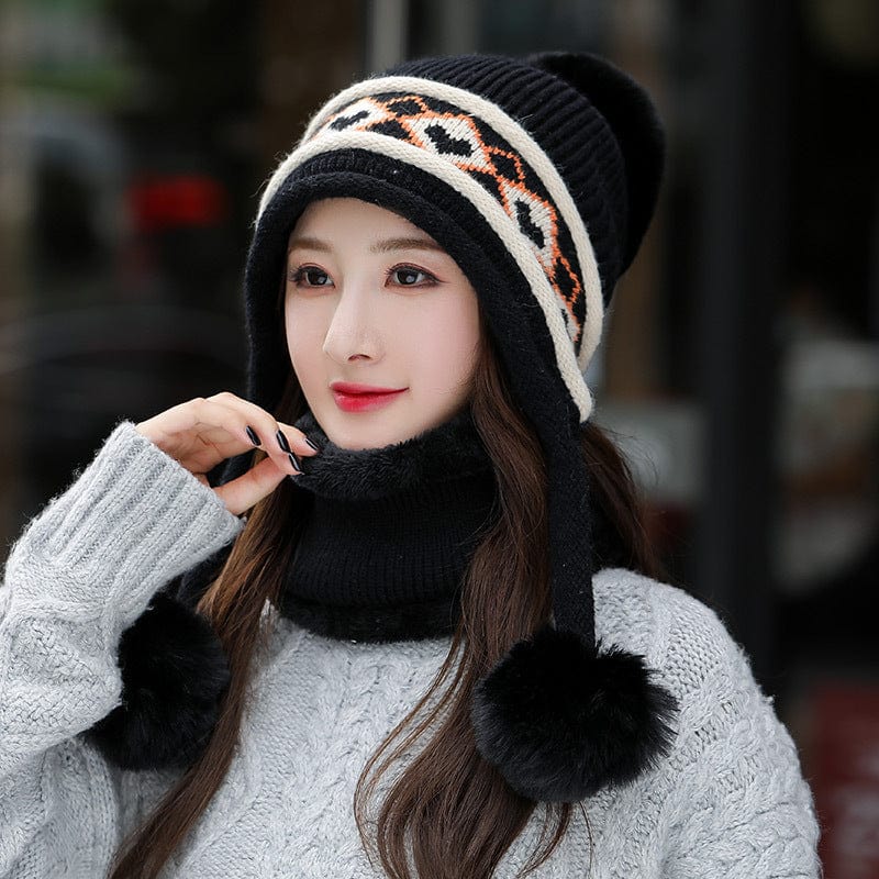 Women's Plush Twist Knitted Drop Ball Hat