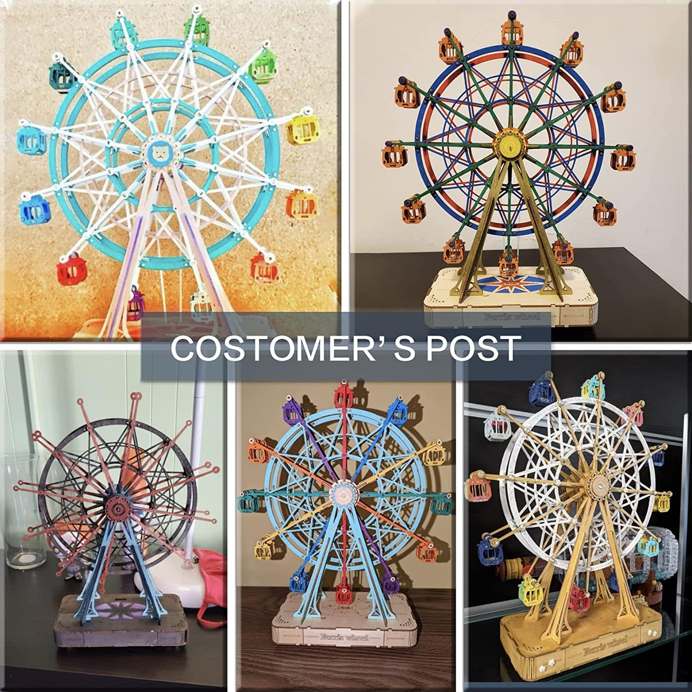 DIY Wooden Rotatable Ferris Wheel Model