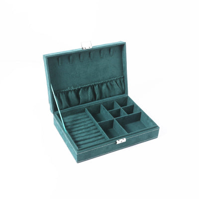 Double Suede Black Green Jewellery Box