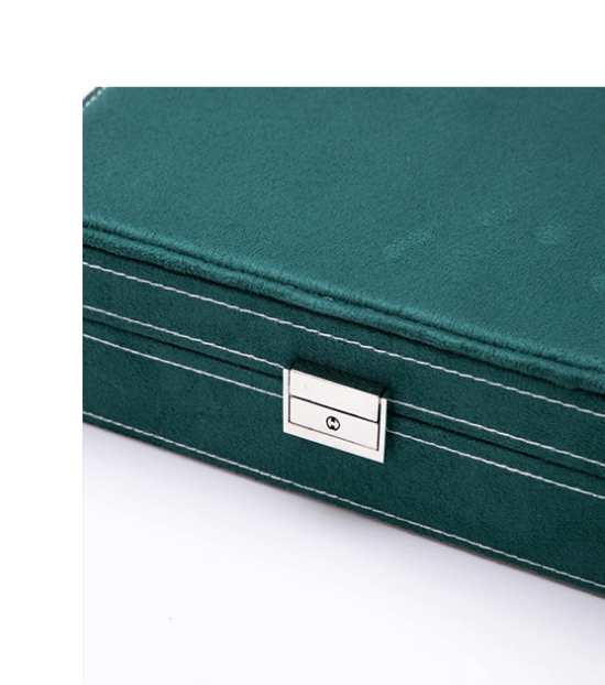 Double Suede Black Green Jewellery Box