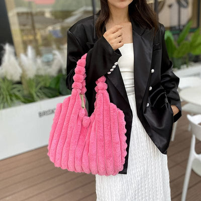 Striped Plush Bag