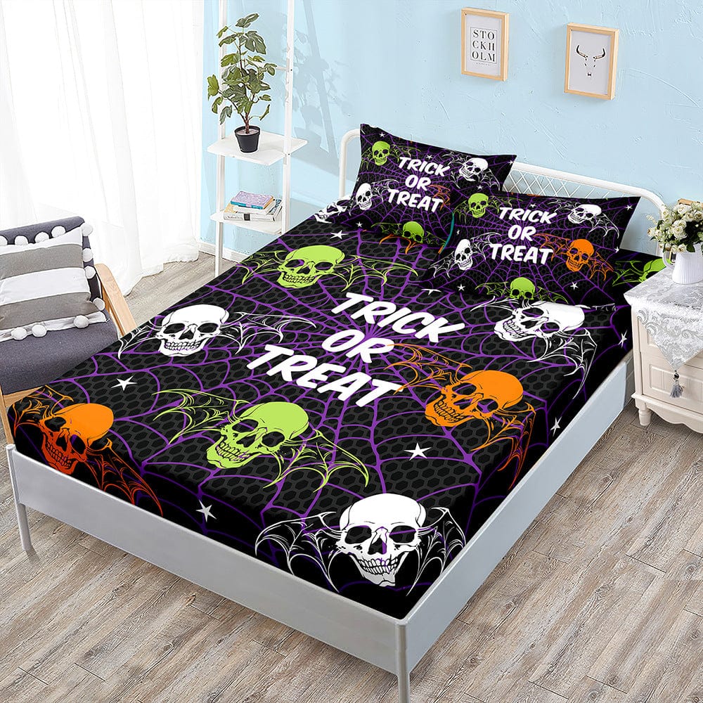 Halloween Skull Three-Piece Fitted Bedding