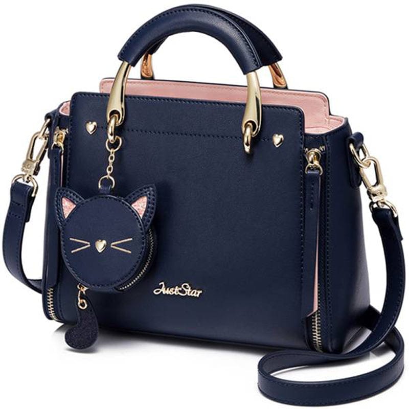 Leather Cat Embroidery Bag