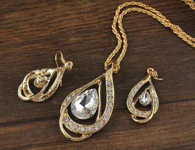 Double Drop Crystal Jewellery Set