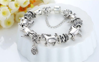 Silver Horse Charm Bracelet