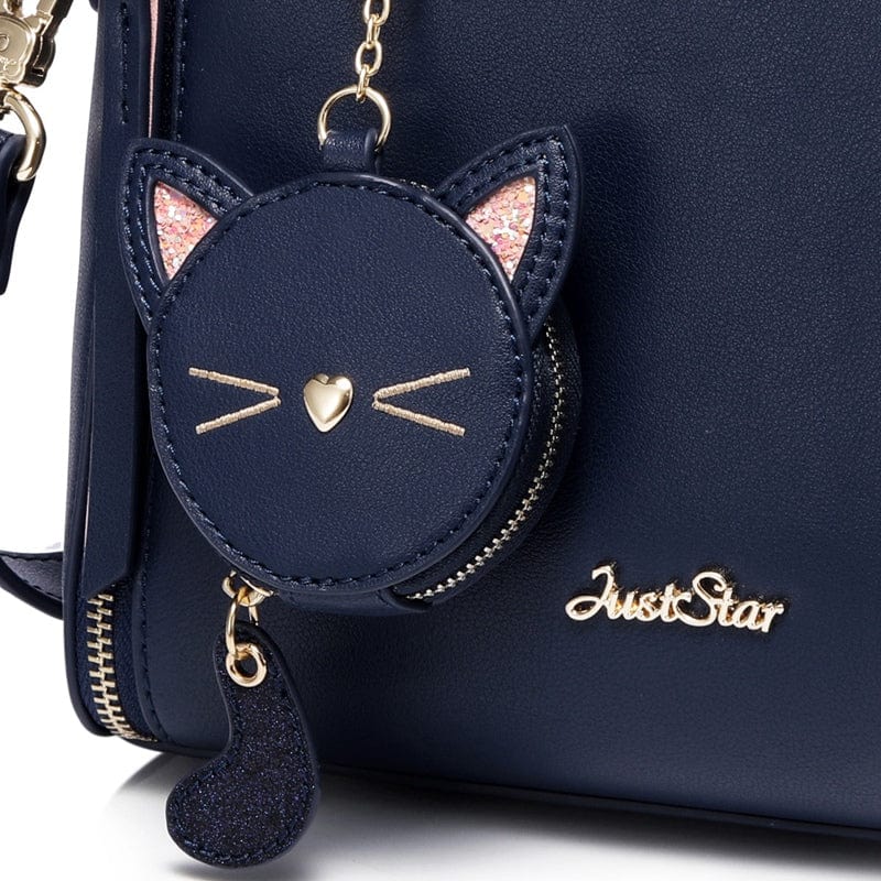 Leather Cat Embroidery Bag