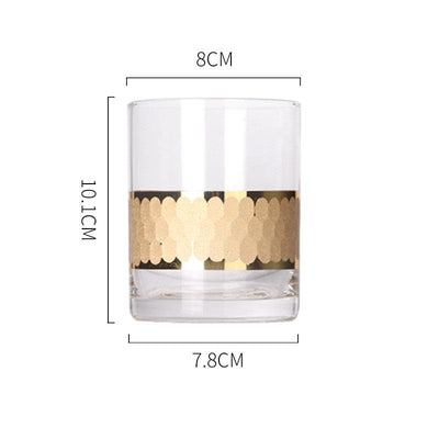 Frosted  Rim Gold-Plated Embossed Glass Cups