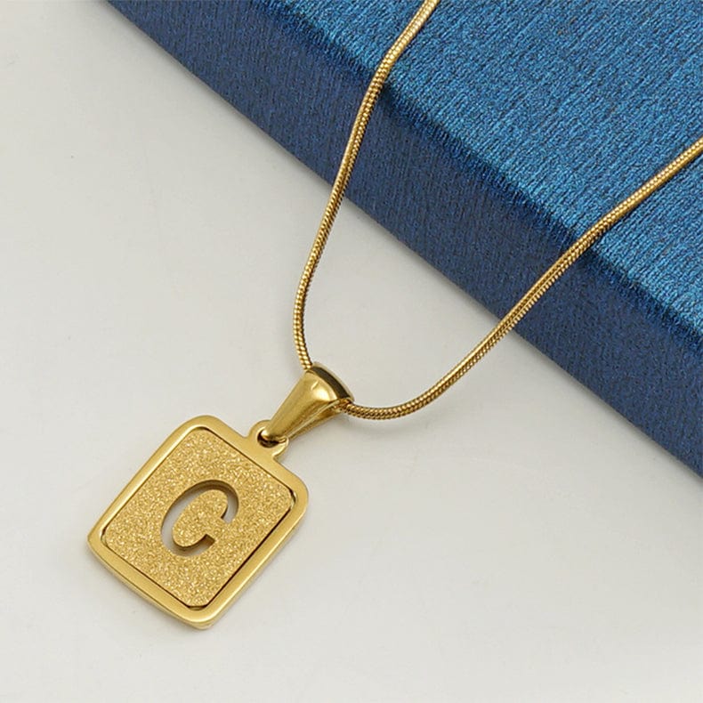 Hollow Square Alphabet Necklace