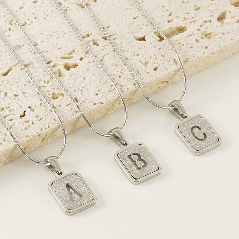 Hollow Square Alphabet Necklace