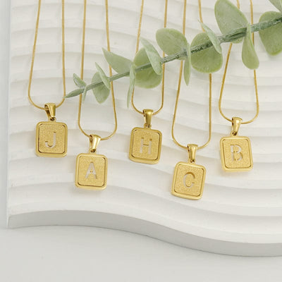 Hollow Square Alphabet Necklace