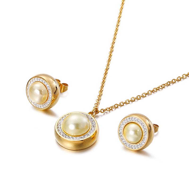 2pce Pearl Pendant and Earrings Set