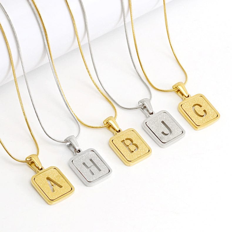 Hollow Square Alphabet Necklace