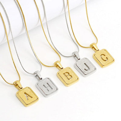 Hollow Square Alphabet Necklace