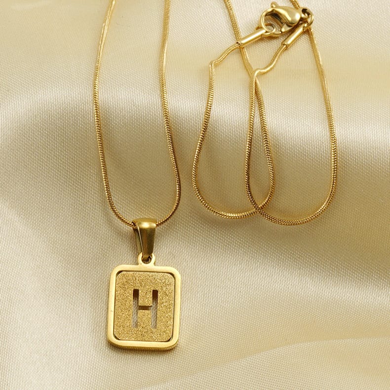 Hollow Square Alphabet Necklace