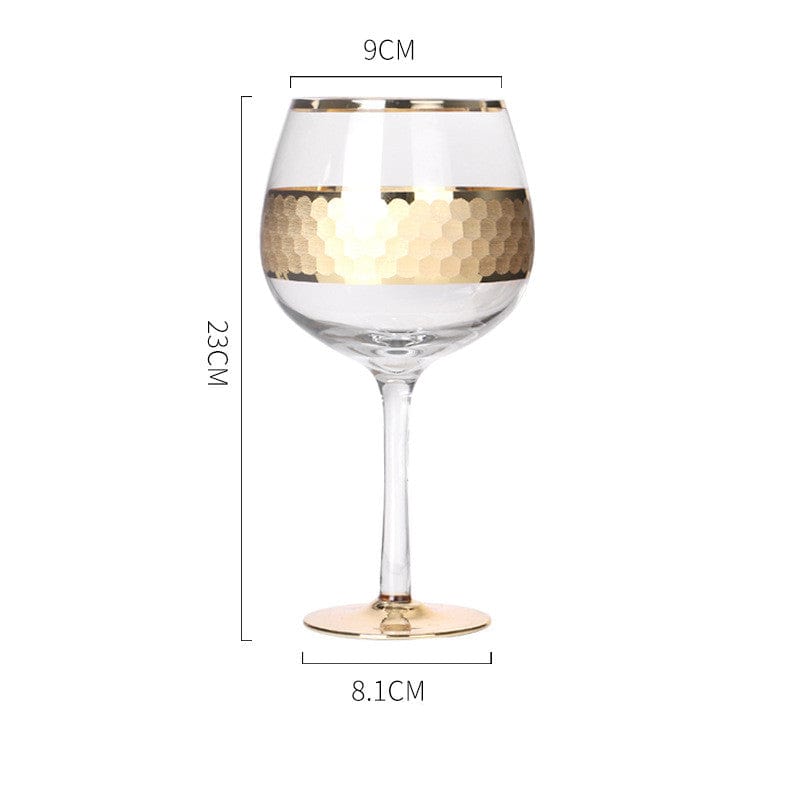 Frosted  Rim Gold-Plated Embossed Glass Cups