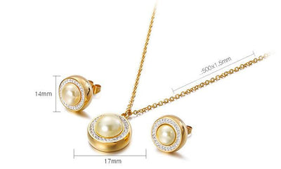 2pce Pearl Pendant and Earrings Set